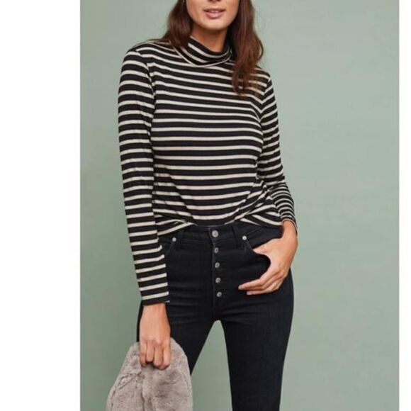 NWT Anthropologie Striped Shine Turtleneck - Picture 1 of 4